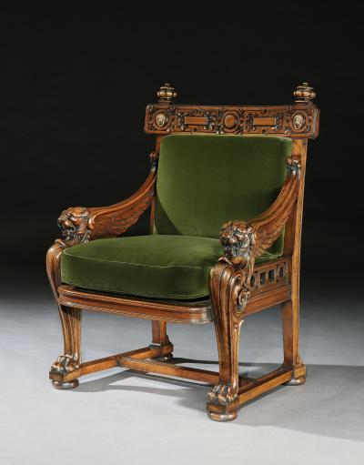 Thomas Hope RARE 19TH CENTURY LION MONOPODIA ARMCHAIR AFTER THOMAS HOPE