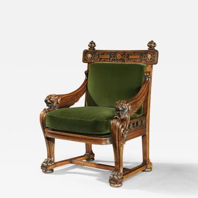 Thomas Hope RARE 19TH CENTURY LION MONOPODIA ARMCHAIR AFTER THOMAS HOPE