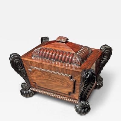 Thomas Hope Regency Carved Mahogany and Ebonised Cellarette after Thomas Hope
