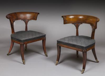Thomas Hope Thomas Hope Pair of Regency Period Mahogany Library Klismos Chairs