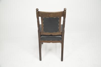 Thomas Jeckyll Thomas Jeckyll Style a Pair Aesthetic Movement Oak Dining Chairs with Sunflowers