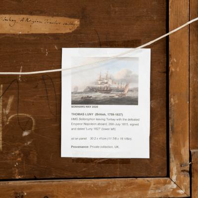 Thomas Luny HMS Bellerophon leaving Torbay with defeated Emperor Napoleon aboard