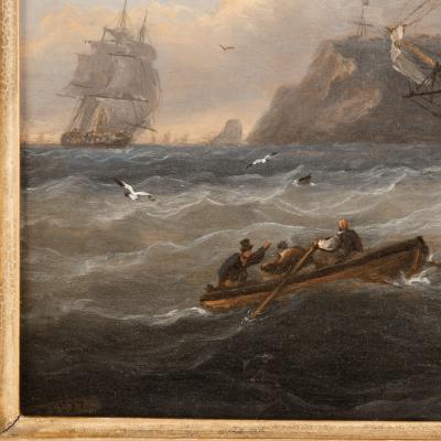 Thomas Luny HMS Bellerophon leaving Torbay with defeated Emperor Napoleon aboard