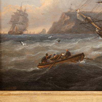 Thomas Luny HMS Bellerophon leaving Torbay with defeated Emperor Napoleon aboard