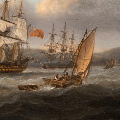 Thomas Luny HMS Bellerophon leaving Torbay with defeated Emperor Napoleon aboard