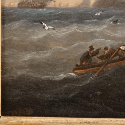 Thomas Luny HMS Bellerophon leaving Torbay with defeated Emperor Napoleon aboard