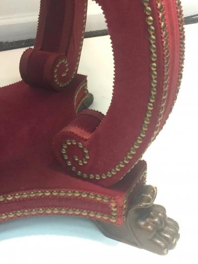 Thomas Messel Alidad Limited HADRIAN OCTAGONAL TABLE IN STUDDED RED VELVET WITH CLAW FEET