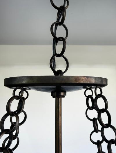 Thomas Pheasant Studio Oval Thomas Pheasant Baker Chandelier Bronze Chain Canopy Italy 52 to 70 H