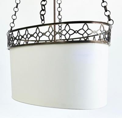Thomas Pheasant Studio Oval Thomas Pheasant Baker Chandelier Bronze Chain Canopy Italy 52 to 70 H
