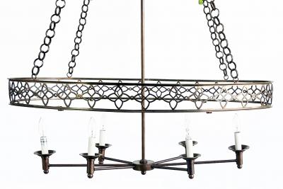 Thomas Pheasant Studio Oval Thomas Pheasant Baker Chandelier Bronze Chain Canopy Italy 52 to 70 H
