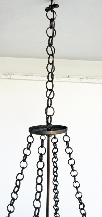 Thomas Pheasant Studio Oval Thomas Pheasant Baker Chandelier Bronze Chain Canopy Italy 52 to 70 H