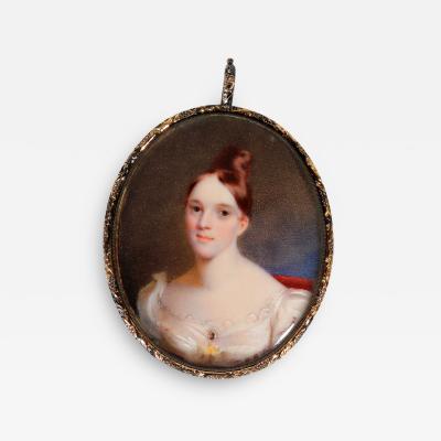 Thomas S Officer American Portrait Miniature Portrait of a Woman Signed by Thomas Story Officer