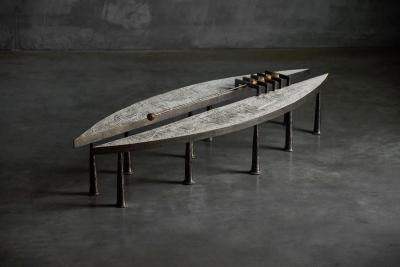 Thomas Serruys Thomas Serruys Steel and Stone Brutalist Coffee Table Belgium 2019