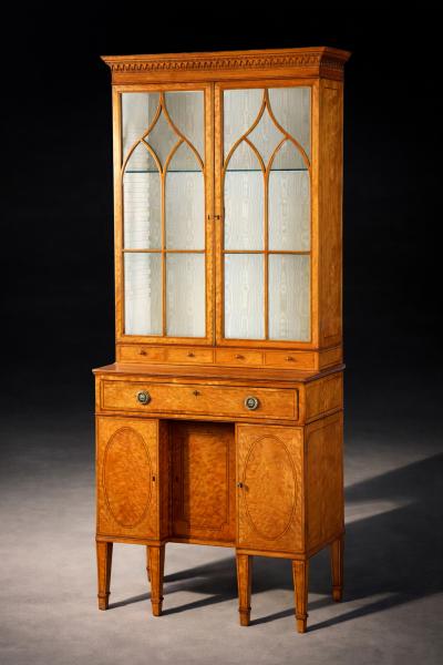 Thomas Sheraton A GEORGE III SATINWOOD SECRETAIRE CABINET ATTRIBUTED TO THOMAS SHERATON