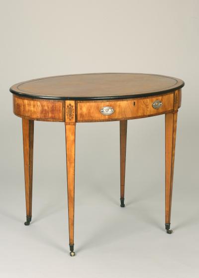 Thomas Sheraton Antique 18th Century Pure English Sheraton Period Oval Writing Center Table