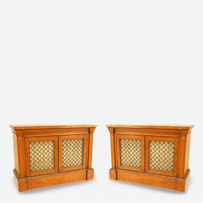 Thomas Sheraton Pair of English Regency Satinwood Side Cabinets