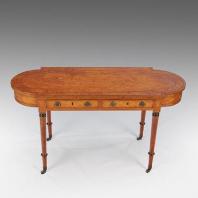 Thomas Sheraton Superb George 111 Period Satinwood Library Writing Table