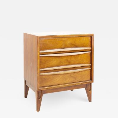 Thomasville Tiki Brutalist Mid Century Walnut Nightstand