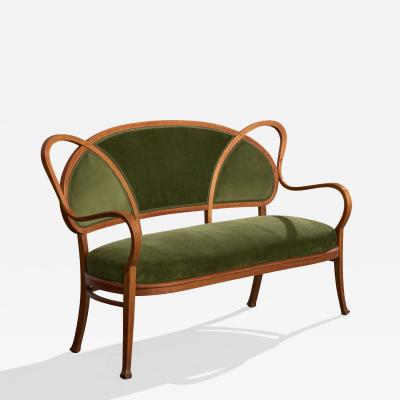 Thonet Settee with Wood and Fabric Austria 1900s