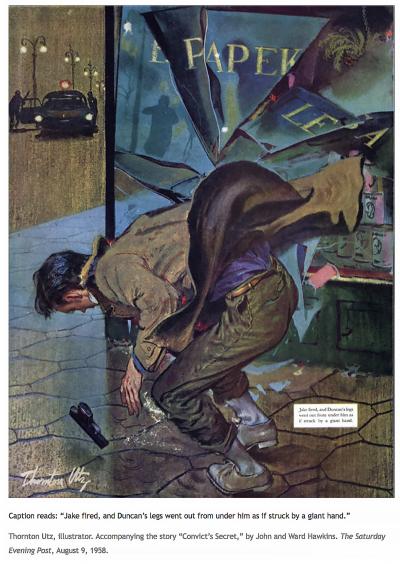 Thornton Utz Noir Crime Drama Shooting Saturday Evening Post Illustration