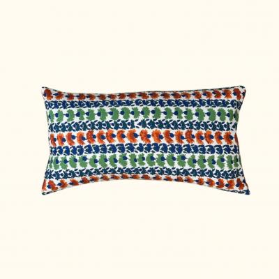 Threads Soft Goods Cotton Striped Floral Pillow 10 x 17 USA 414C