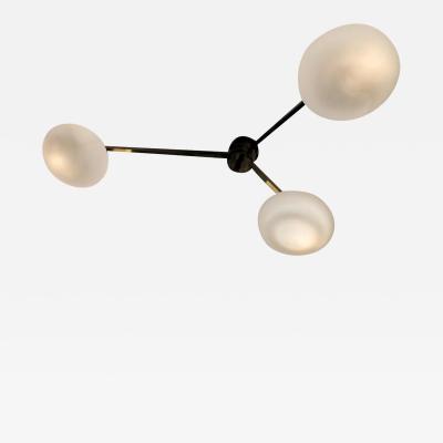 Three Arm Brass Flush Mount Arredoluce Style