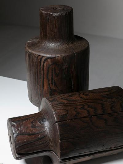 Three Burnished Solid Wood Sculptures
