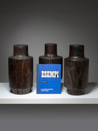 Three Burnished Solid Wood Sculptures