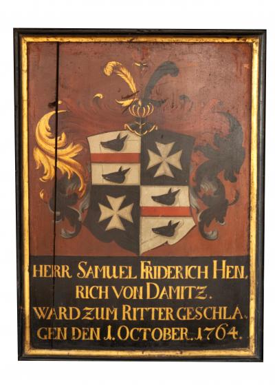 Three Commemorative German Armorial Paintings On Board