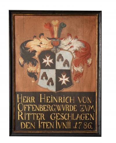 Three Commemorative German Armorial Paintings On Board