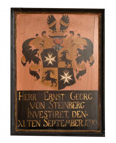 Three Commemorative German Armorial Paintings On Board