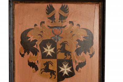 Three Commemorative German Armorial Paintings On Board
