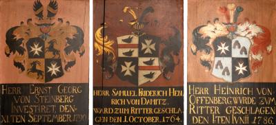 Three Commemorative German Armorial Paintings On Board