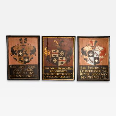 Three Commemorative German Armorial Paintings On Board