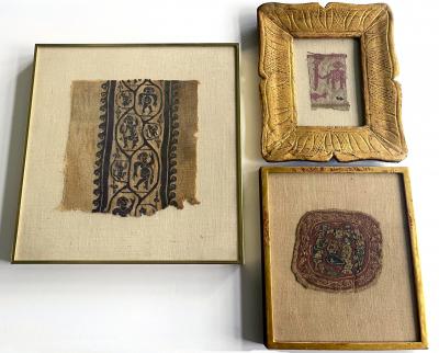 Three Framed Textile Fragments Continental Europe