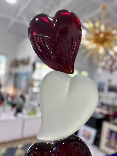 Three Hearts Murano Sculpture by A Barbaro