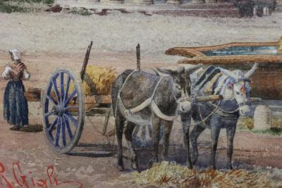 Three Italian Framed Watercolors of Scenes of Rome