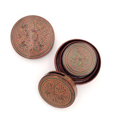 Three Lacquered Nesting Boxes Southeast Asia circa 1900