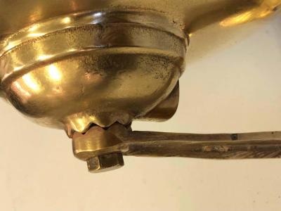 Three Large Italian Mid Century Modern Solid Brass Wall Sconces
