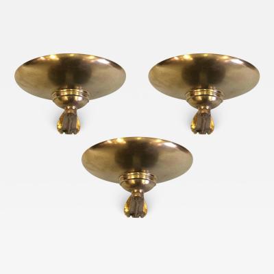 Three Large Italian Mid Century Modern Solid Brass Wall Sconces