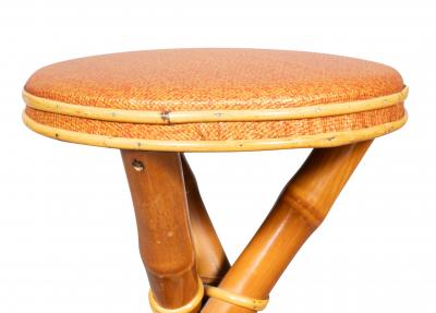 Three Mid Century Bamboo Stools