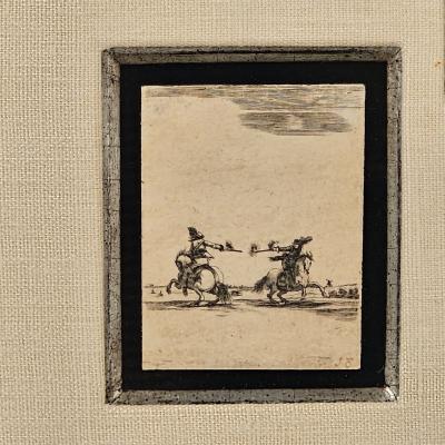 Three Miniature Drawings Framed as One Italy circa 1800