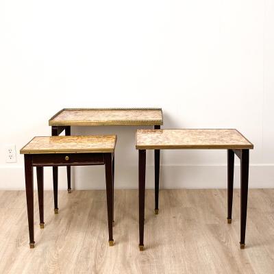 Three Nested Tables in Gilt Bronze and Marble
