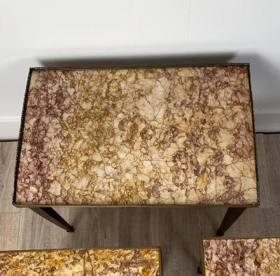 Three Nested Tables in Gilt Bronze and Marble