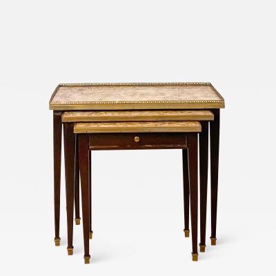 Three Nested Tables in Gilt Bronze and Marble