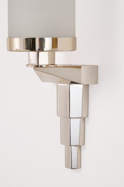 Three Pair Narrow Silvered Bronze French Sconces 1930s