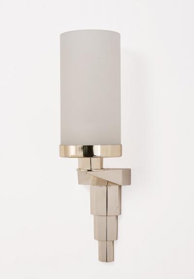 Three Pair Narrow Silvered Bronze French Sconces 1930s