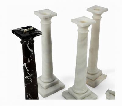 Three Pairs Large Marble Candlesticks