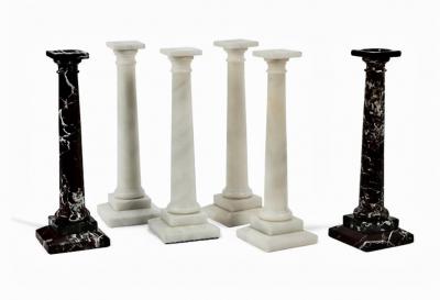 Three Pairs Large Marble Candlesticks