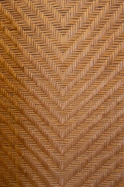 Three Panel Woven Wicker Screen 1970s